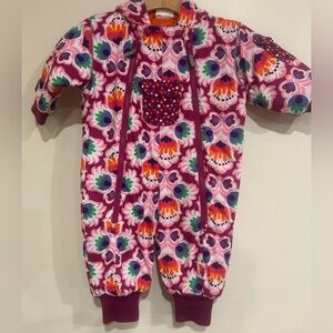 NWOT Hanna Andersson Floral Polka Dot Bunting Snowsuit Size 80 18-24m Double Zip